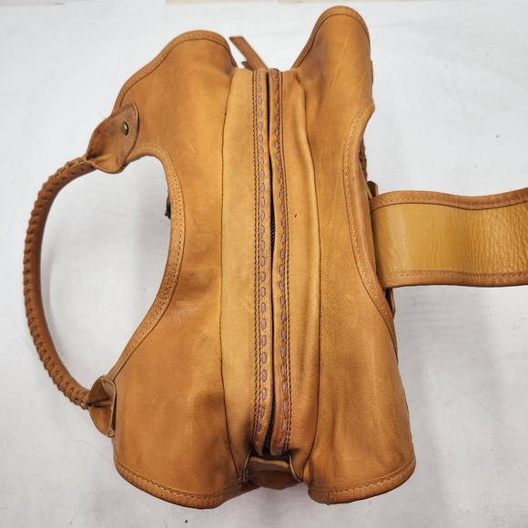 Cole Haan Musturd Yellow Leather Hobo Shoulder Hand Bag Whipstitch Boho Medium - Picture 6 of 16